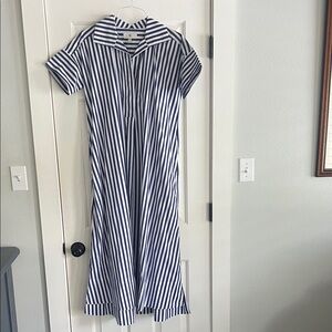 Banana Republic Navy and White Striped Maxi Dress